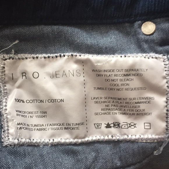 IRO Navy Cotton Flared Corduroy Pants 26 Fray Midrise NWT $350 Tall - Picture 8 of 8